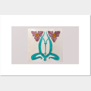 Vintage Art Nouveau Floral Tile Posters and Art